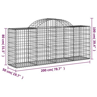 vidaXL Obokane gabion košare 10 kosov 200x50x80/100 cm cinkano železo