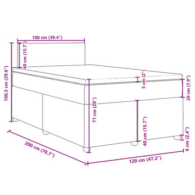 vidaXL Box spring postelja z vzmetnico črn 120x200 cm blago