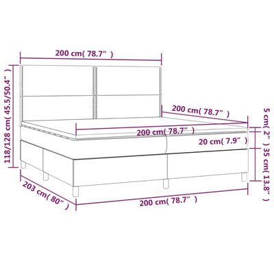 vidaXL Box spring postelja z vzmetnico LED črna 200x200cm umetno usnje