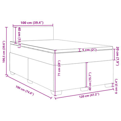 vidaXL Box spring postelja z vzmetnico modra 120x190 cm žamet