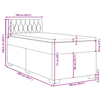 vidaXL Box spring postelja z vzmetnico svetlo siv 100x200 cm blago