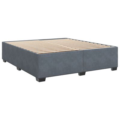 vidaXL Box spring postelja z vzmetnico temno siva 200x200 cm žamet