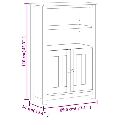 vidaXL Kopalniška omarica BERG bela 69,5x34x110 cm trdna borovina