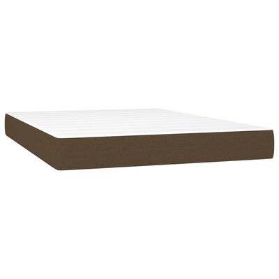 vidaXL Box spring postelja z vzmetnico temno rjav 140x190 cm blago