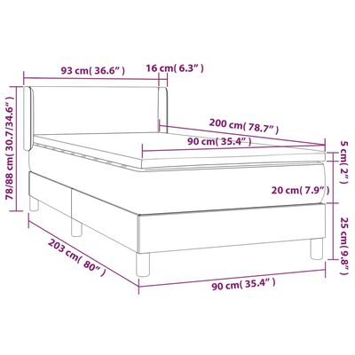 vidaXL Box spring postelja z vzmetnico črna 90x200 cm umetno usnje