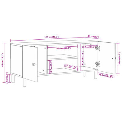 vidaXL TV omarica 105x33x46 cm trden akacijev les