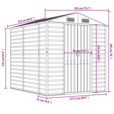 vidaXL Vrtna lopa antracit 191x215x198 cm pocinkano jeklo