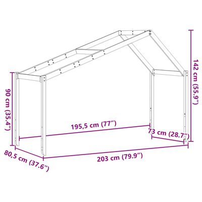 vidaXL Streha za otroško posteljo 203x80,5x142 cm trdna borovina