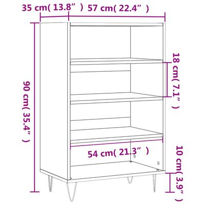 vidaXL Visoka omara siva sonoma 57x35x90 cm inženirski les