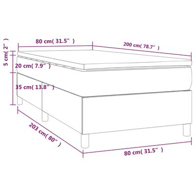 vidaXL Box spring postelja z vzmetnico svetlo siva 80x200 cm žamet