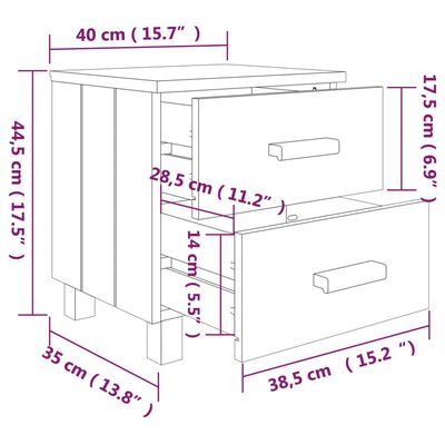 vidaXL Nočna omarica HAMAR medeno rjava 40x35x44,5 cm trdna borovina