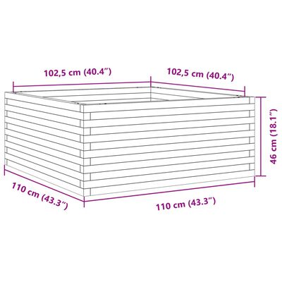 vidaXL Vrtno cvetlično korito 110x110x46 cm trdna borovina