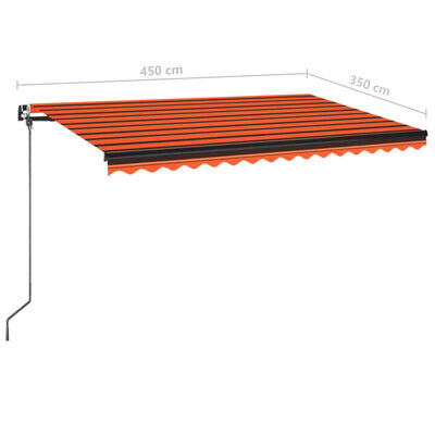 vidaXL Ročno zložljiva tenda 450x350 cm oranžna in rjava