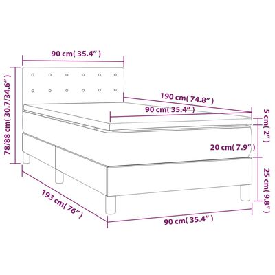 vidaXL Box spring postelja z vzmetnico črn 90x190 cm žamet