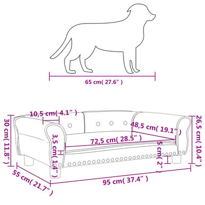 vidaXL Pasja postelja siva 95x55x30 cm umetno usnje