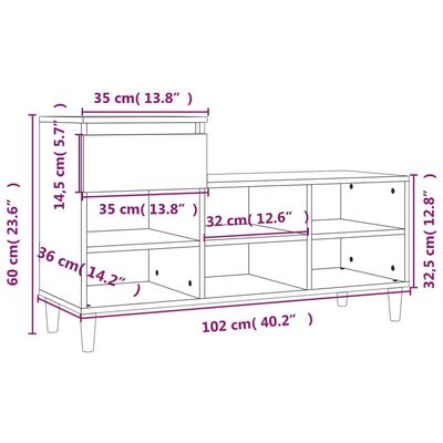 vidaXL Omarica za čevlje sonoma hrast 102x36x60 cm inženirski les