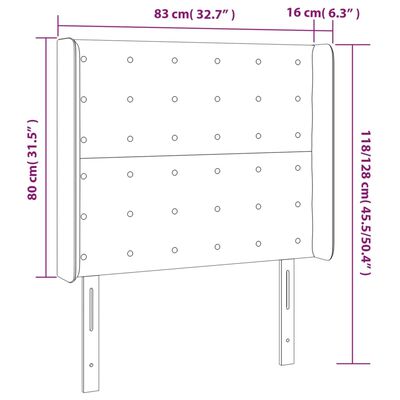 vidaXL LED posteljno vzglavje črno 83x16x118/128 cm blago