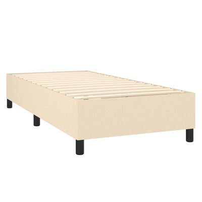 vidaXL Box spring postelja z vzmetnico LED krem 100x200 cm blago