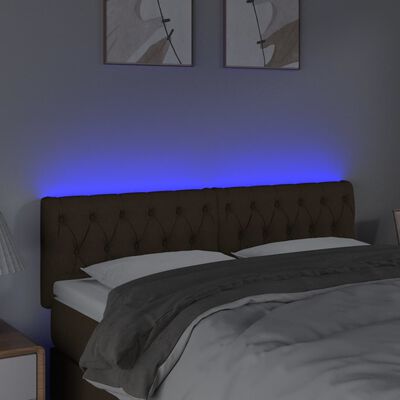 vidaXL LED posteljno vzglavje temno rjavo 160x7x78/88 cm blago