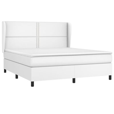 vidaXL Box spring postelja z vzmetnico bela 180x200 cm umetno usnje