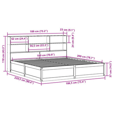 vidaXL Posteljni okvir brez vzmetnice bel 180x200 cm trdna borovina