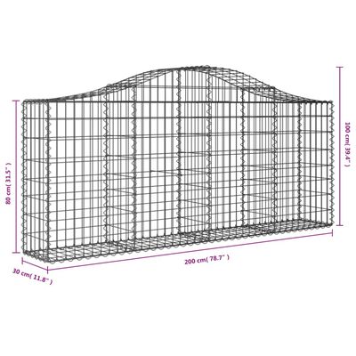 vidaXL Obokane gabion košare 40 kosov 200x30x80/100 cm cinkano železo