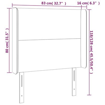 vidaXL LED posteljno vzglavje črno 83x16x118/128 cm umetno usnje