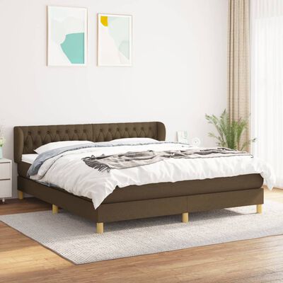 vidaXL Box spring postelja z vzmetnico temno rjava 180x200 cm blago