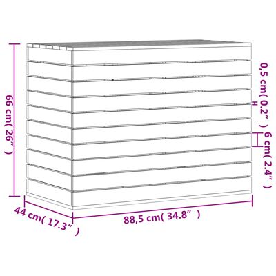 vidaXL Košara za perilo bela 88,5x44x66 cm trdna borovina