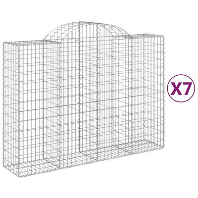 vidaXL Obokane gabion košare 7 kosov 200x50x140/160cm pocinkano železo