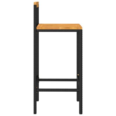 vidaXL Barski stolčki 4 kosi črn poli ratan in trden akacijev les