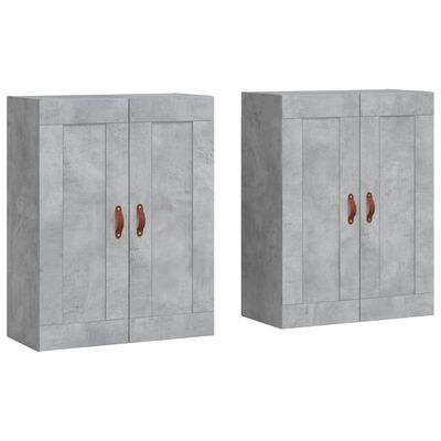 vidaXL Stenska omarica 2 kosa betonsko siva inženirski les