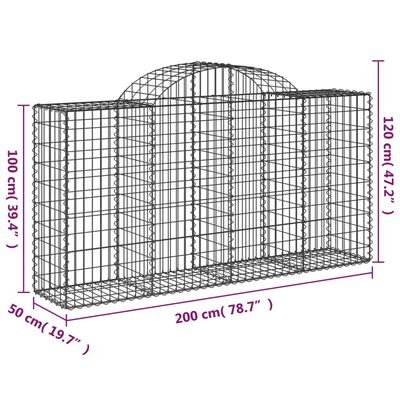 vidaXL Obokana gabionska košara 12 kos 200x50x100/120cm cinkano železo