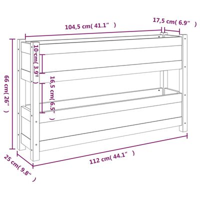 vidaXL Visoka greda 112x25x66 cm trdna borovina