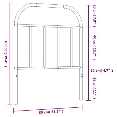 vidaXL Kovinsko posteljno vzglavje črno 75 cm