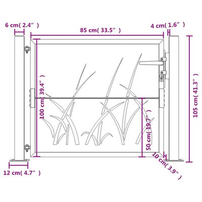 vidaXL Vrtna vrata antracitna 105x105 cm jeklena dizajn trave