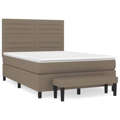 vidaXL Box spring postelja z vzmetnico taupe 140x190 cm blago