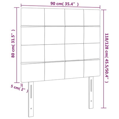 vidaXL LED posteljno vzglavje črno 90x5x118/128 cm žamet