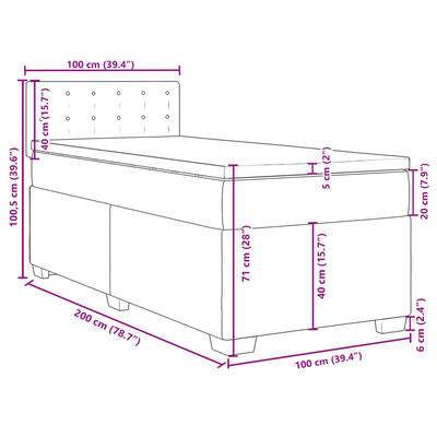 vidaXL Box spring postelja z vzmetnico kapučino 100x200cm umetno usnje