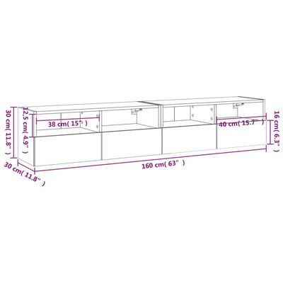 vidaXL Stenske TV omarice 2 kosa sonoma hrast 80x30x30 cm inž. les