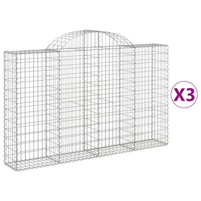 vidaXL Obokane gabion košare 3 kosi 200x30x120/140 cm pocinkano železo