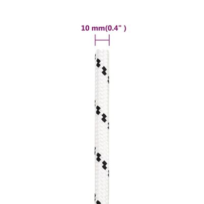 vidaXL Pletena vrv za čoln bela 10 mm x 25 m poliester