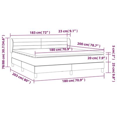 vidaXL Box spring postelja z vzmetnico svetlo siva 180x200 cm žamet