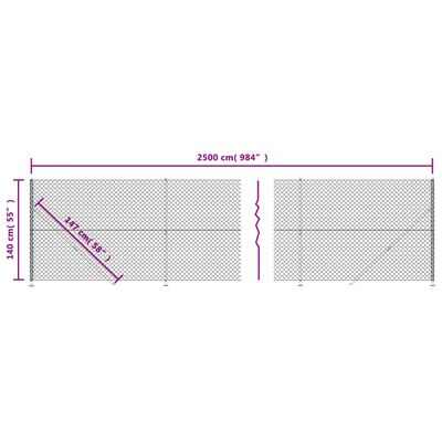 vidaXL Mrežna ograja s prirobnico antracit 1,4x25 m