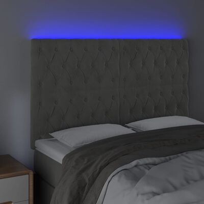 vidaXL LED posteljno vzglavje svetlo sivo 160x7x118/128 cm žamet