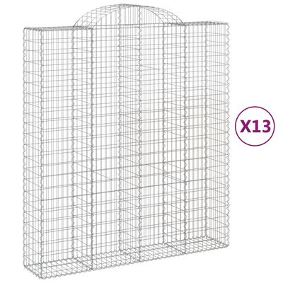 vidaXL Obokane gabion košare 13 kos 200x50x220/240 cm pocinkano železo