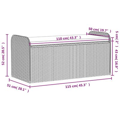 vidaXL Klop z blazino rjava 115x51x52 cm poli ratan