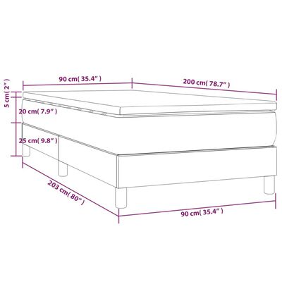 vidaXL Box spring postelja z vzmetnico krem 90x200 cm blago