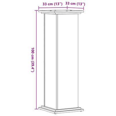 vidaXL Stojalo za rastline starinski les 33x33x100 cm inž. les