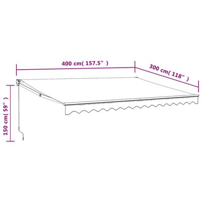 vidaXL Zložljiva tenda krem 4x3 m blago in aluminij